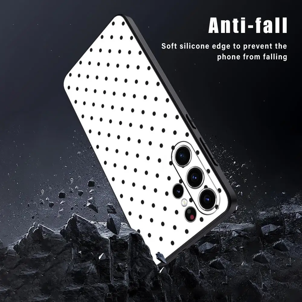 Minimalist Black White Polka Dot Phone Case For Samsung Galaxy S26 S25 S24 S23 S22 S21 S20 Plus Ultra Soft Black - view 4