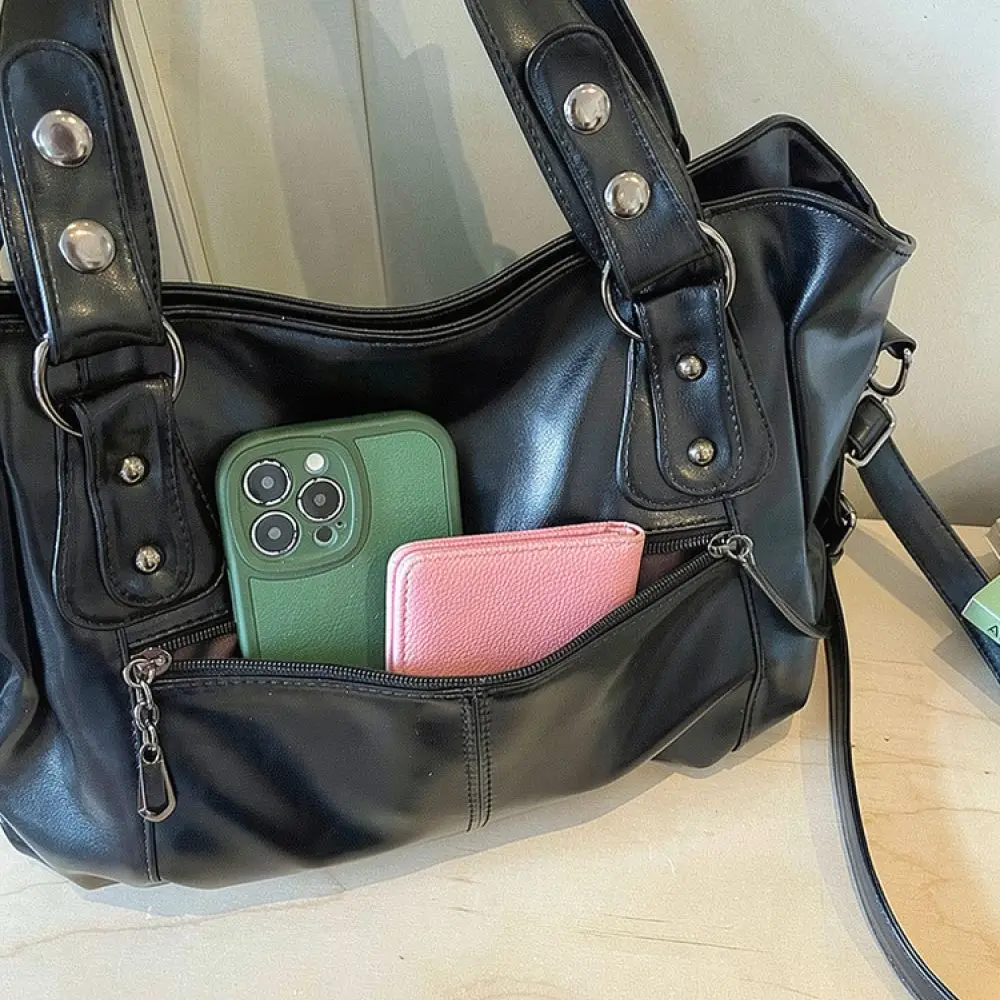 Fashion Women Shoulder Handbag Simple Style PU Leather Crossbody Tote Large Capacity Daily Commuter Casual Purse