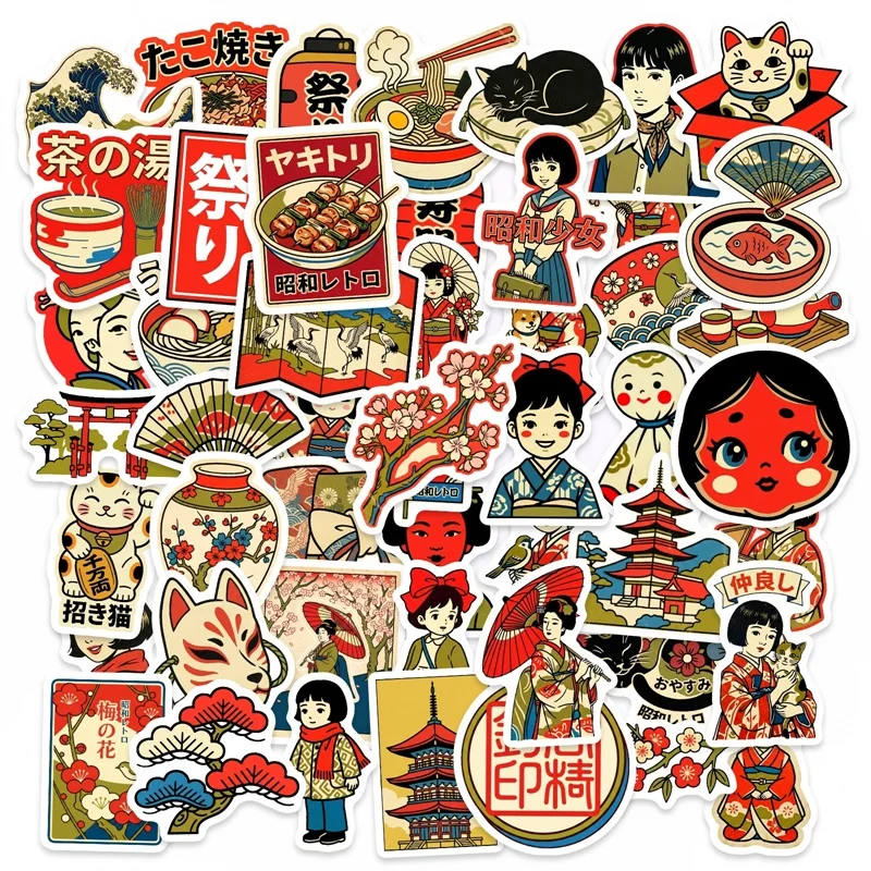 

50PCS Cartoon Japan PVC Sticker Aesthetic Colored DIY Sticky Decoration Scrapbooking Hand Accounting Supplies