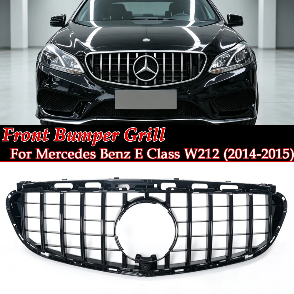 Front Racing Grill For Mercedes Benz E Class W212 2014-2015 Panamericana GT Grille Diamond AMG Black Silver Accessories Parts