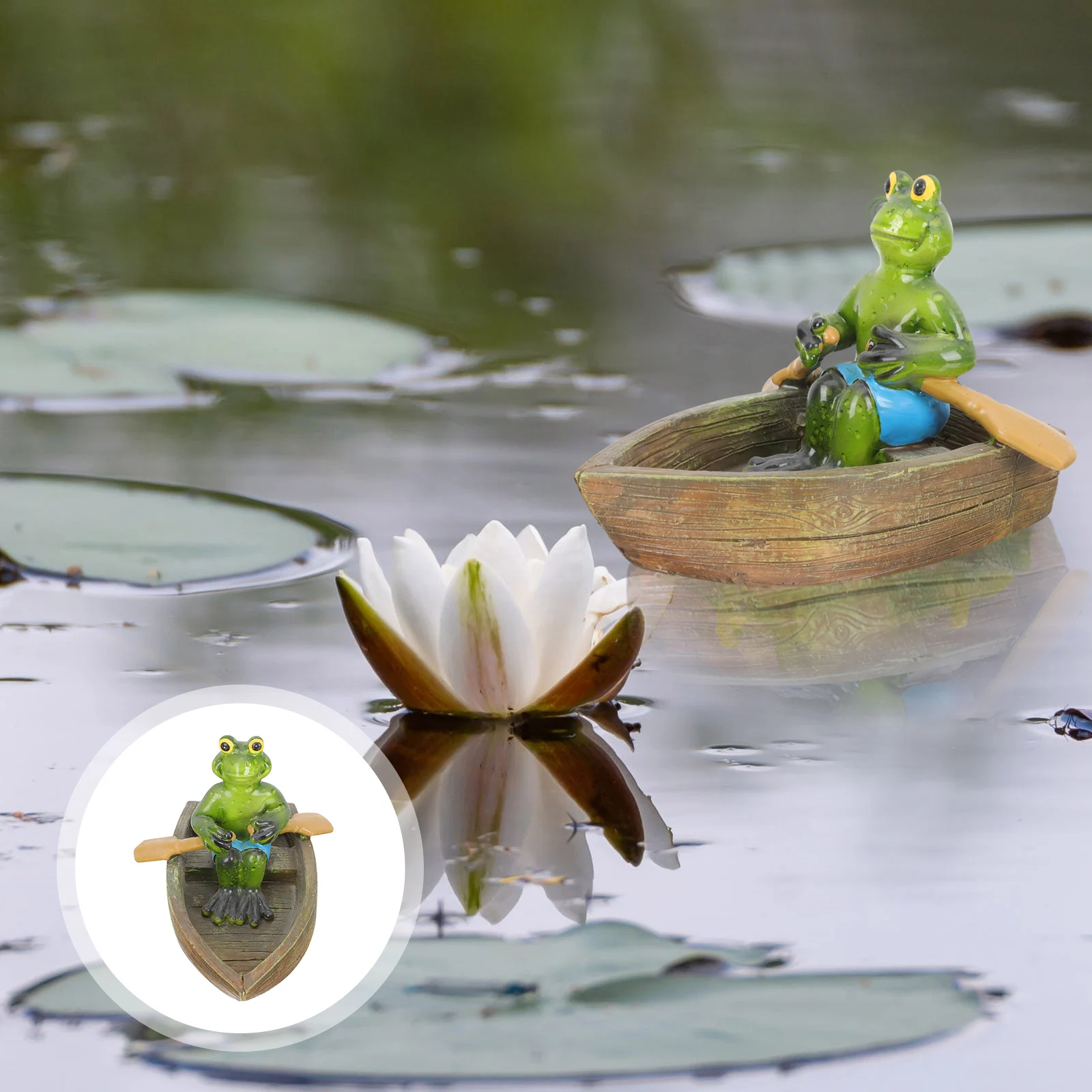 

Green Synthetic Resin Frog Figurines Pool Pond Decorations Durable Material Garden Statue Outdoor Accessories Water Landscape