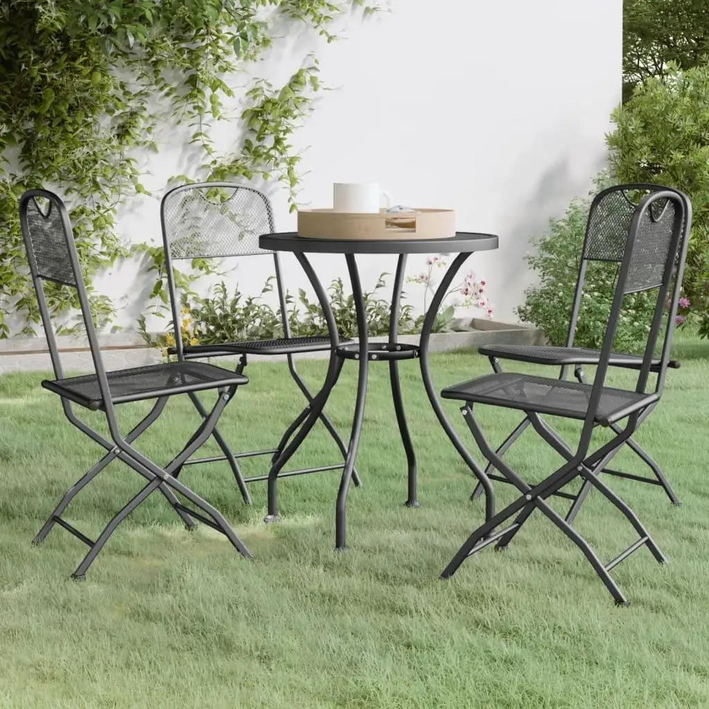 5-Piece Anthracite Patio Dining Set - Durable Expanded Metal Mesh Outdoor Furniture