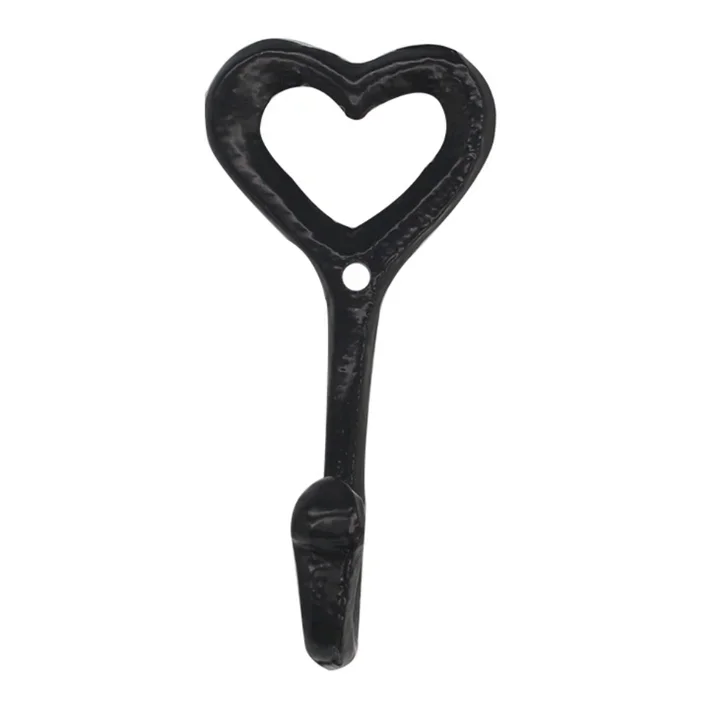 Retro Heart-Shaped Hook Wrought Iron Hooks Bedroom Decorative Home Wall Mounted Vintage Hat Coat Holder Storage Hanger Hook Tool