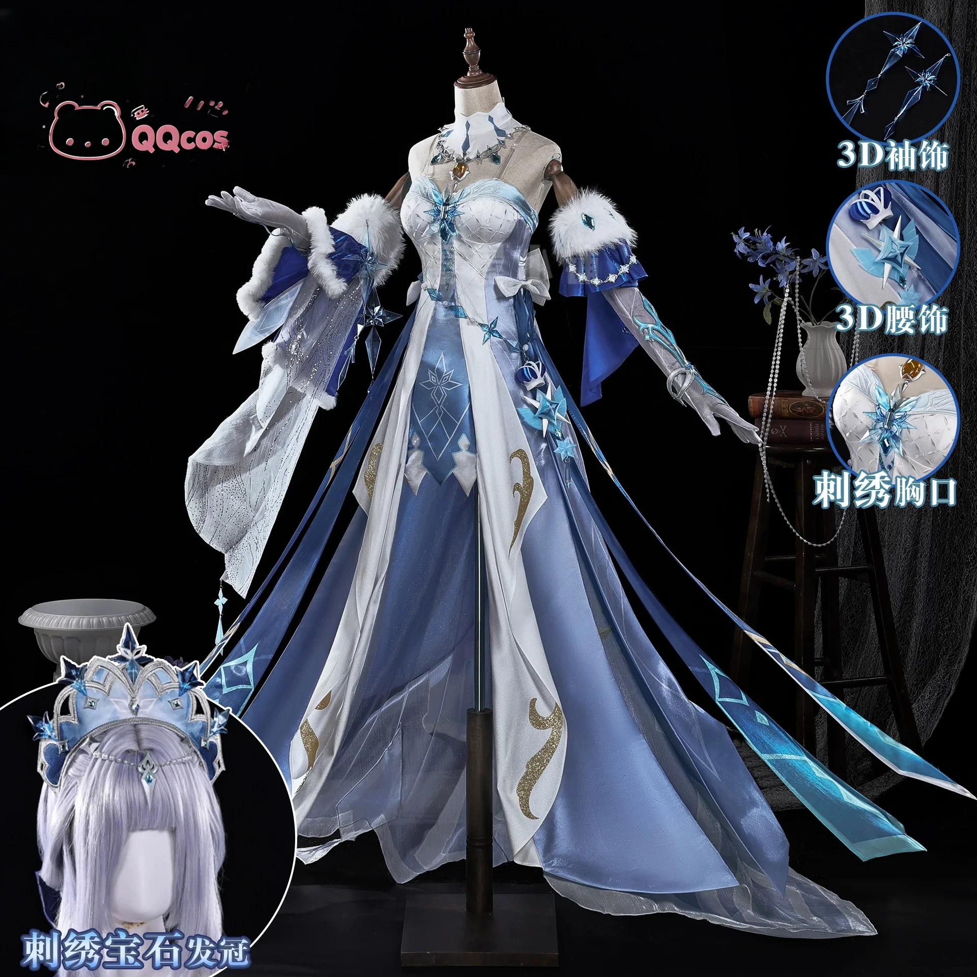 Image of Genshin Impact Die Zarisin Cosplay Anastasya Feodorovna Snezhnaya Cosplay Kostüm Komplettset und Requisiten-Schuhe