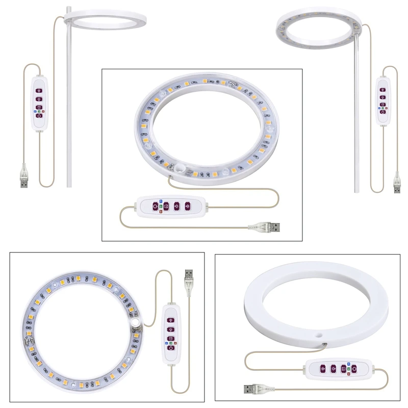 LED Grow Light Full Spectrum Phyto Grow Lamp USB Angel Ring Lamp For Succulents, Flower Plants Growth