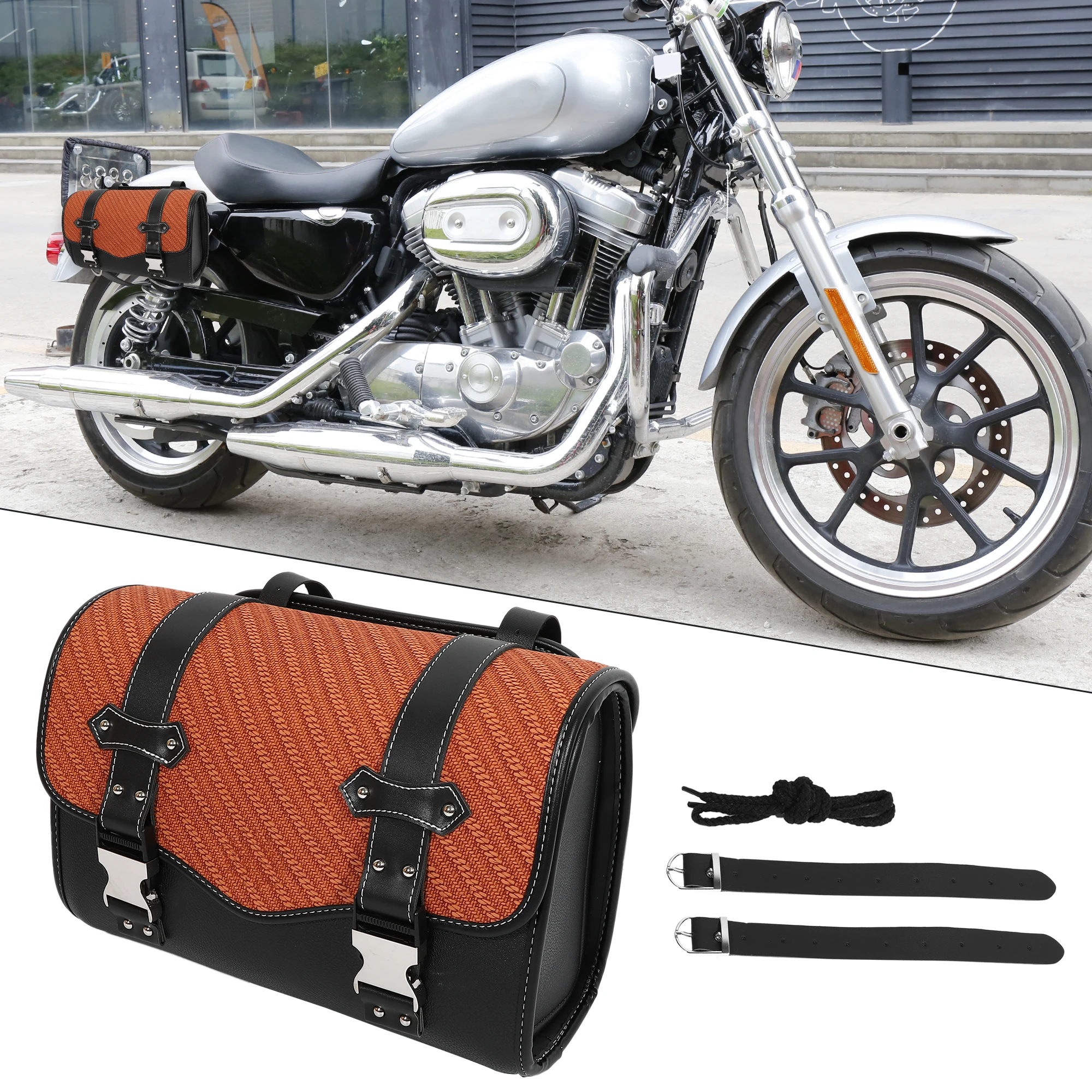 

X Autohaux сумка для мотоциклетного инструмента сумки на руль быстросъемная пряжка сумка для багажа коричневая