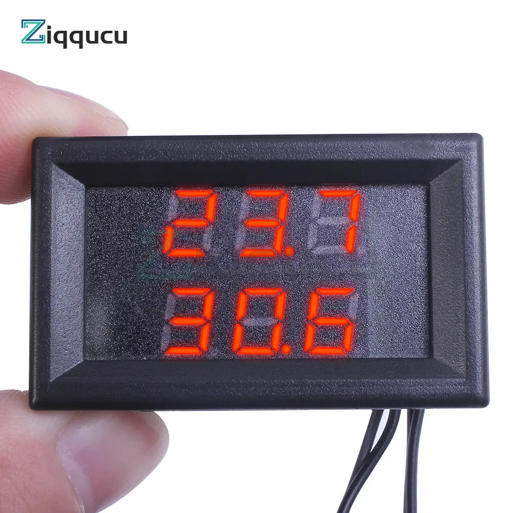 DC 4V-28V Mini Dual Display LED Digital Temperature Controller Temperature Sensor Thermometer Tester Control + NTC Metal Probe