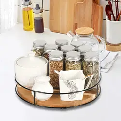 Wooden Kitchen Turntable, Spice Rack, Organizer, Rotatable, 30 Cm, for Cupboard