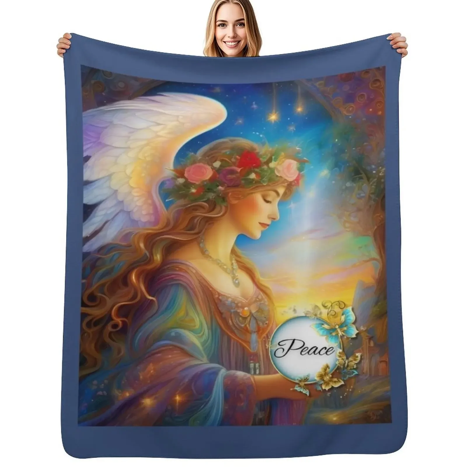 

Peace Angel Throw Blanket Softest Sofas anime For Baby Blanket