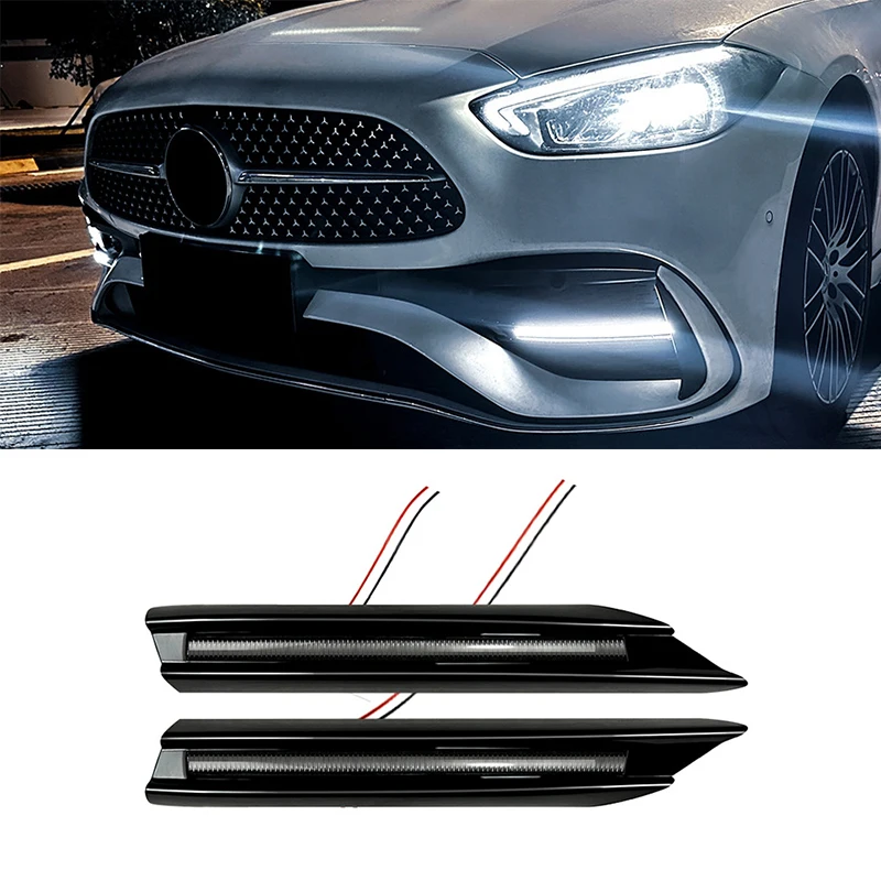 

Front Bumper Side Splitter Cover Air Vent Daytime Running Light Lamp Fit For Mercedes-Benz C-Class W206 C200 C300 C43 AMG 2022+