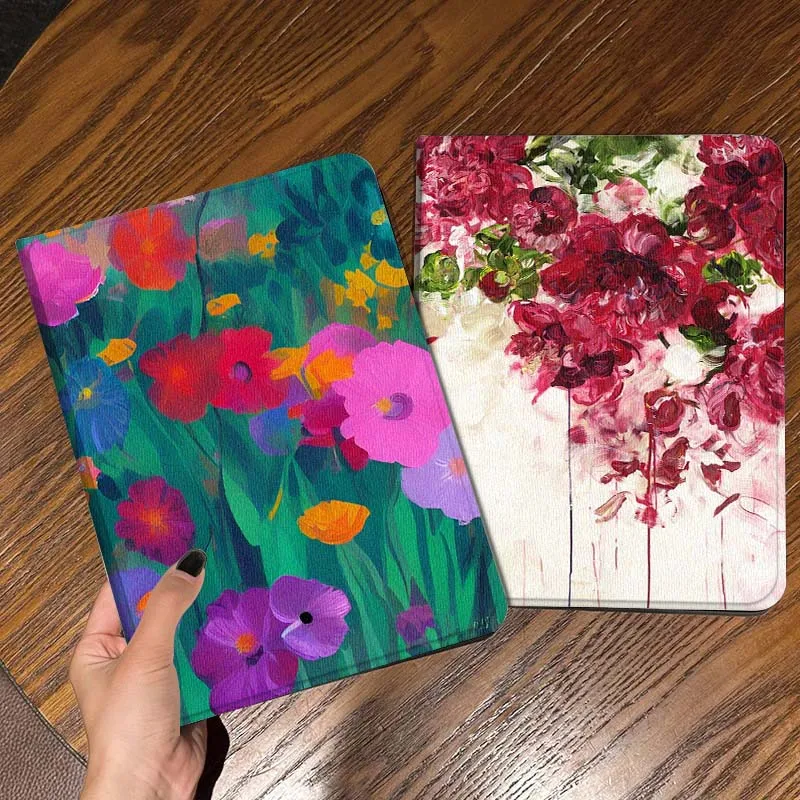 

Colorful Flower Garden Paint Tablet Case For Apple iPad Air Pro mini 1 2 3 4 5 6 7 8 9 11 M2 M3 M5 M4 5th 6th 7th 10th 11th