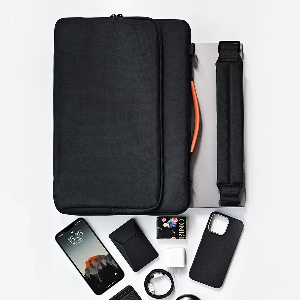 حقيبة كتف للكمبيوتر المحمول مقاس 13-14 بوصة لجهاز MacBook Air/Pro Xiaomi Lenovo HUAWEI Dell 360 ° حماية مع حقيبة كمبيوتر محمول بحزام قابل للتعديل #6