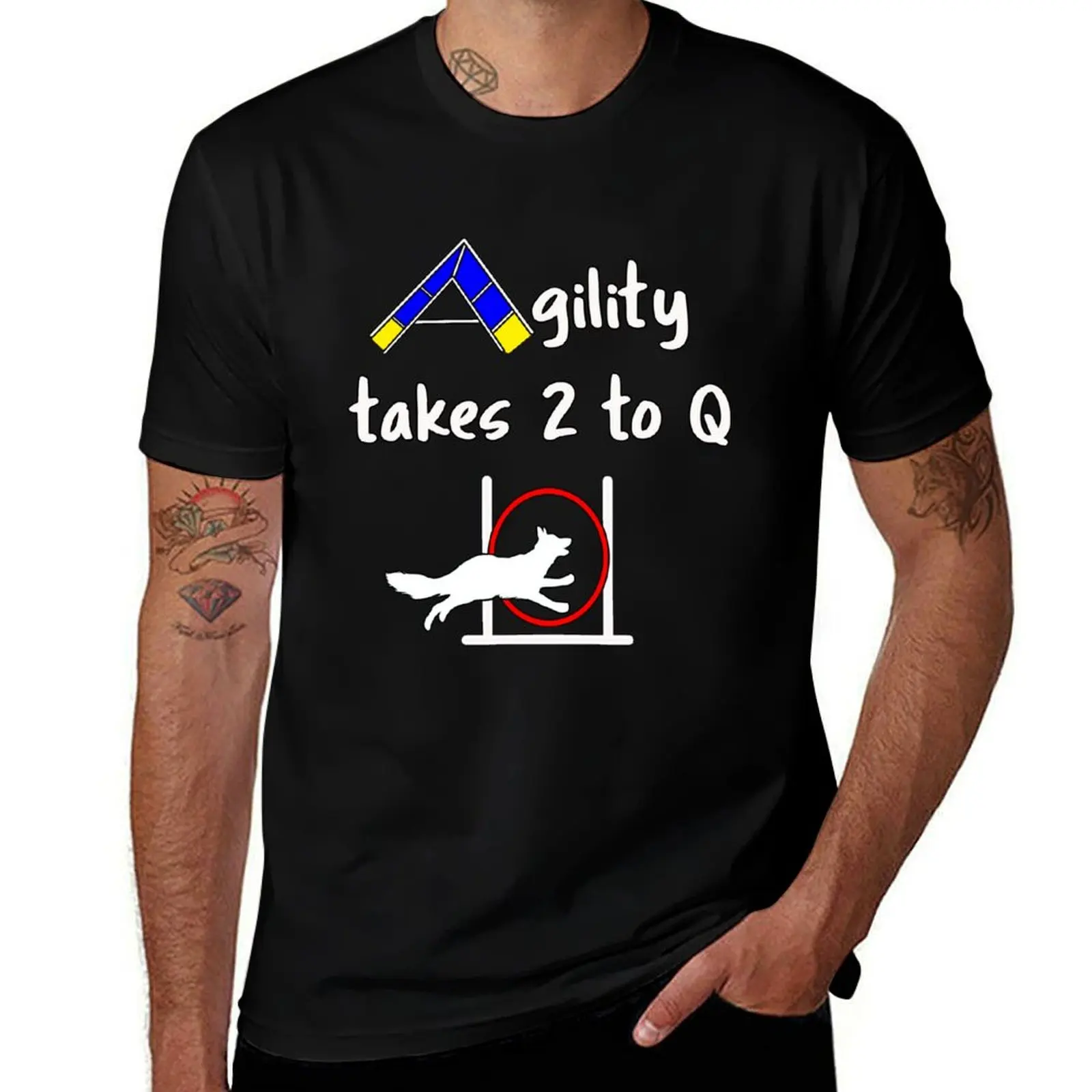 Dog Agility - takes 2 to Q T-Shirt Utility Casual Work T-Shirt