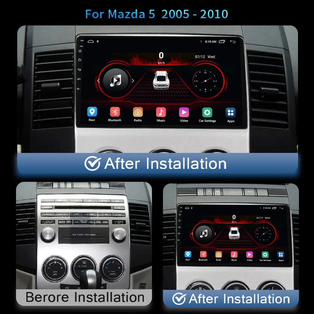 Radio con GPS para coche, reproductor Multimedia con Android, 4G, Carplay, 2 din, DVD, estéreo, unidad principal, para MAZDA 5, Mazda5, 2005-2010