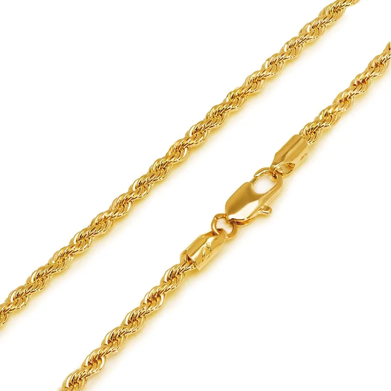 XP Jewelry --( 60 cm x 4 mm ) Eco-friendly Chain Rope Weave Necklaces for Men 24 K Pure Gold Plated