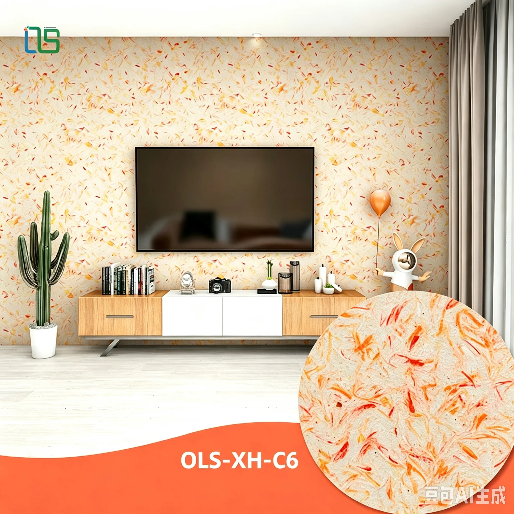 1kg Plant Fiber Wall Coating, Eco-friendly Wall Cover Material, 1：7 Water, Wall Renovation Paint for Home Interior Decoration