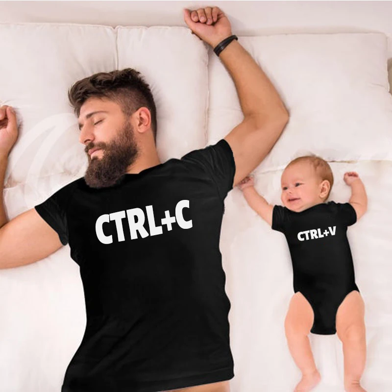 

Family Matching Clothes Ctrl+C and Ctrl+V Father Son T Shirt Dad T-Shirt Baby Bodysuit Family Matching Outfits Summer Love M