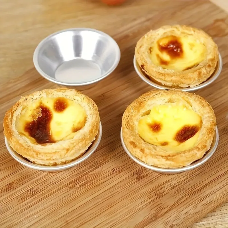 10 Stück/Set, Wiederverwendbare Eierkuchenformen aus Aluminium, Wiederverwendbare Mini-Tartformen, Backwerkzeuge, Küchenzubehör
