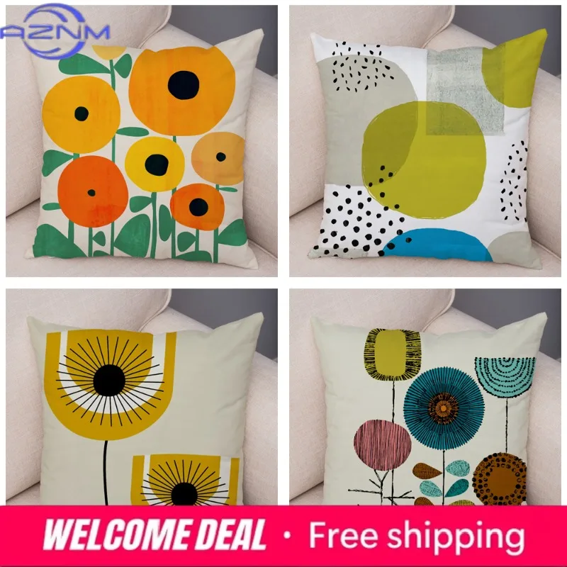 Abstract Art Cushion Cover Decorative Geometric Plant Tree Flower Pillowcase Sofa Home Car view 6