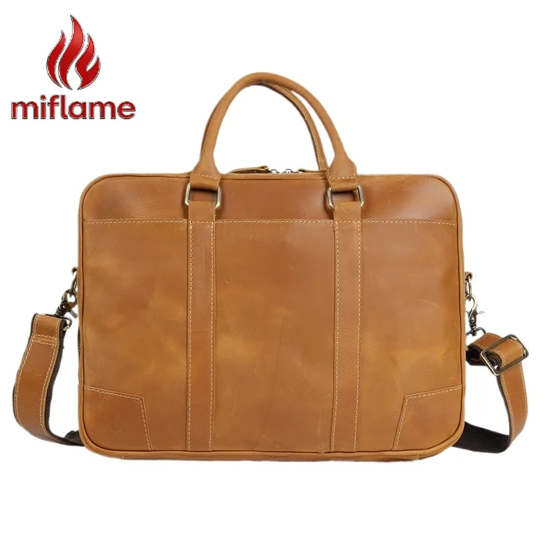 

Мужская сумка-портфель из натуральной кожи Crazy Horse: ручная, наплечная, через плечо, для ноутбука, деловая, повседневная