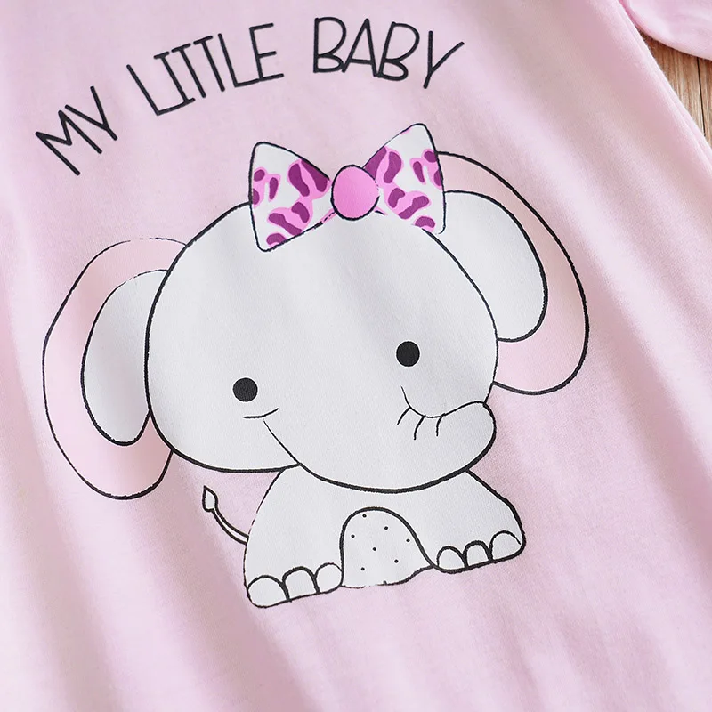 Baby Jumpsuit Cute Cartoon Elephant Print Cotton Comfortable And Soft Spring And Autumn Long Sleeved 0-18m Newborn Clothes