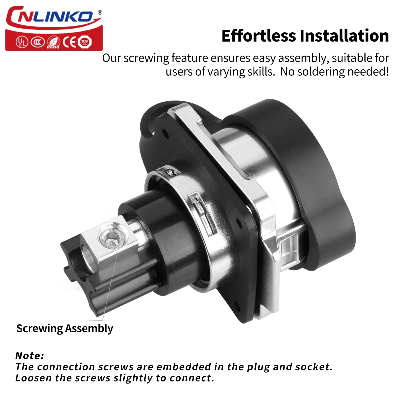 CNLINKO LP28 2 Pin 3 Pin Screw Lock 8 Pin Solder Connector IP68 Waterproof Industrial Connector 50A High Current Quick Connect