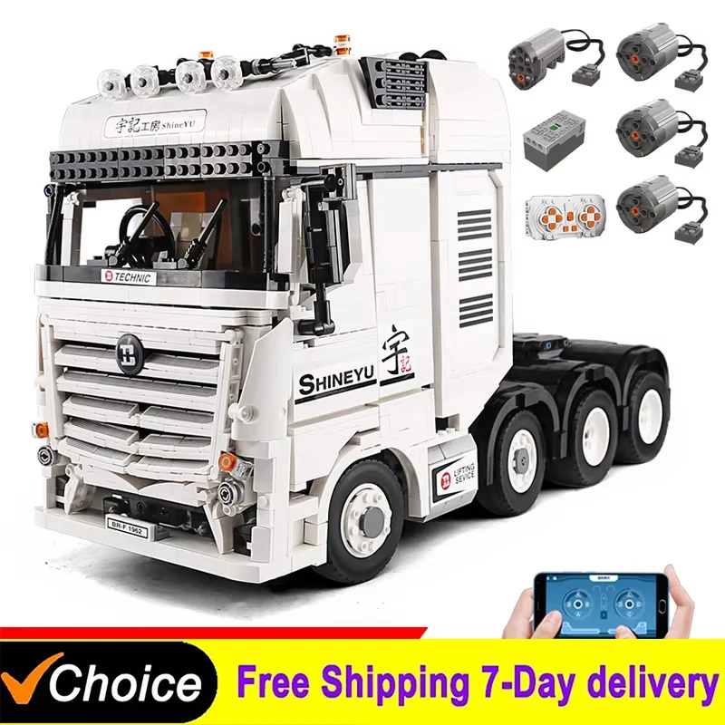 

2949PCS Technical Remote Control City Truck Car Building Blocks MOC 4163 Trailer head Vehicle Model Bricks Truck Toys For Kids