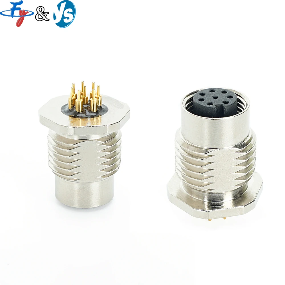 M12 Circular Connector 4P8P12Pin IP67 Industrial Waterproof Without Cable Male and Female Heads Industrial Electronic Components