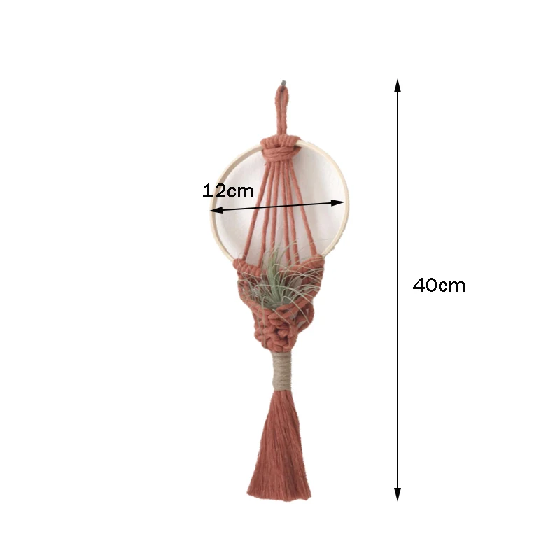 Colorful Macrame Air Plant Holder Boho Wall Hanging Tapestry Pod Hanger Tassel Flower Basket Net Bag Woven Wall Art Home Decor