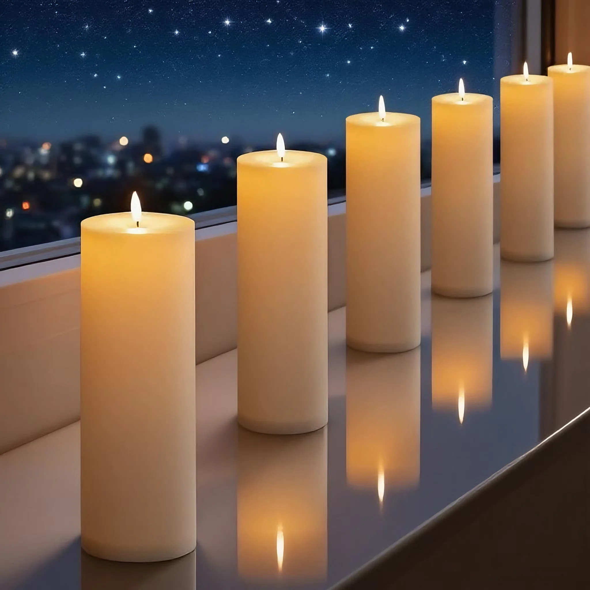 Outdoor Flameless Candle Portable Ambient Lighting Window Lamp Yellow LED Flickering Electric Pillar Candles for Camping Wedding 4