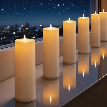 Outdoor Flameless Candle Portable Ambient Lighting Window Lamp Yellow LED Flickering Electric Pillar Candles for Camping Wedding 4