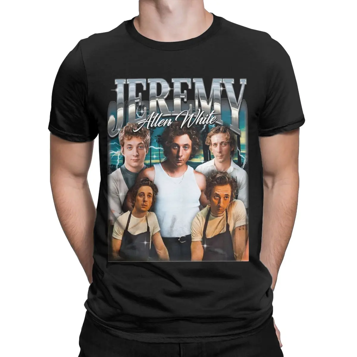 Men's T-Shirts Retro Jeremy Allen White The Bear Tv Show Cotton Tees Short Sleeve T Shirts Crew Neck Clothing Graphic Printed