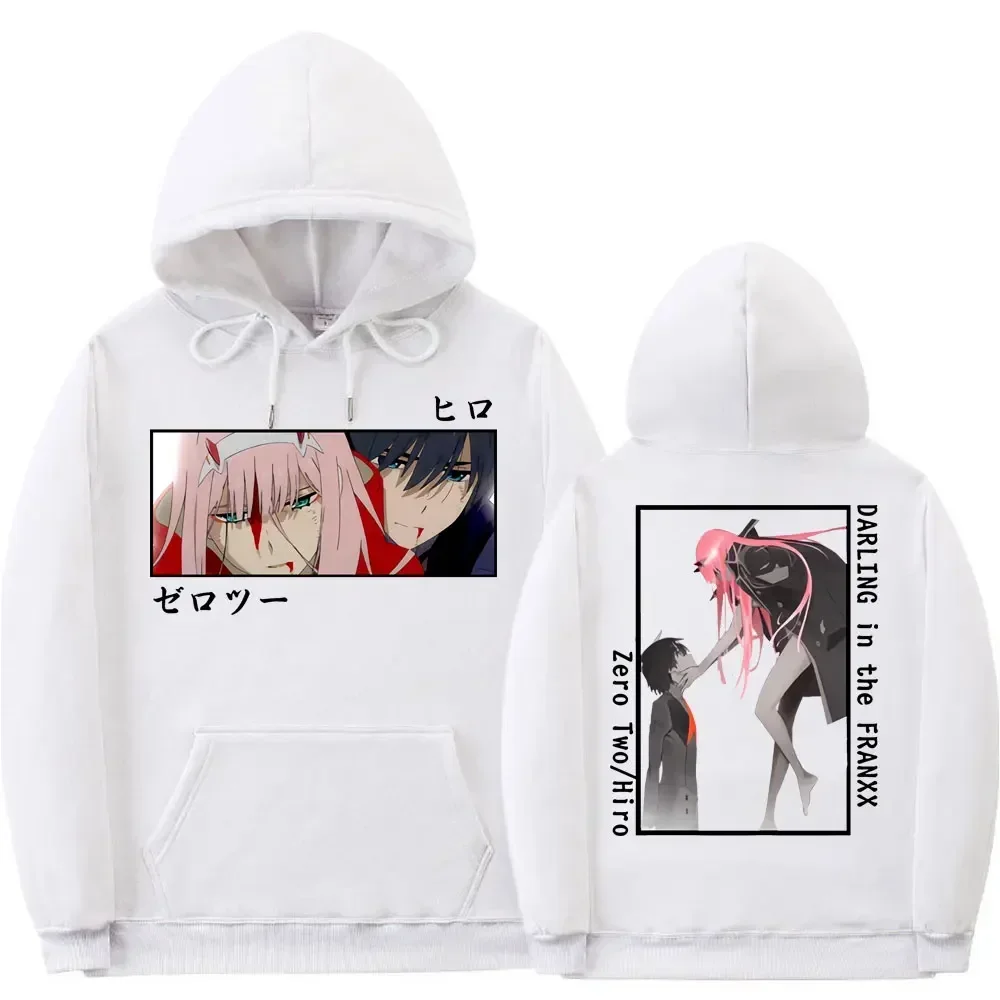 Anime giapponese Darling In The Franxx Zero Two Hiro Felpa con cappuccio con stampa grafica Uomo Donna Felpe taglie forti Top streetwear casual