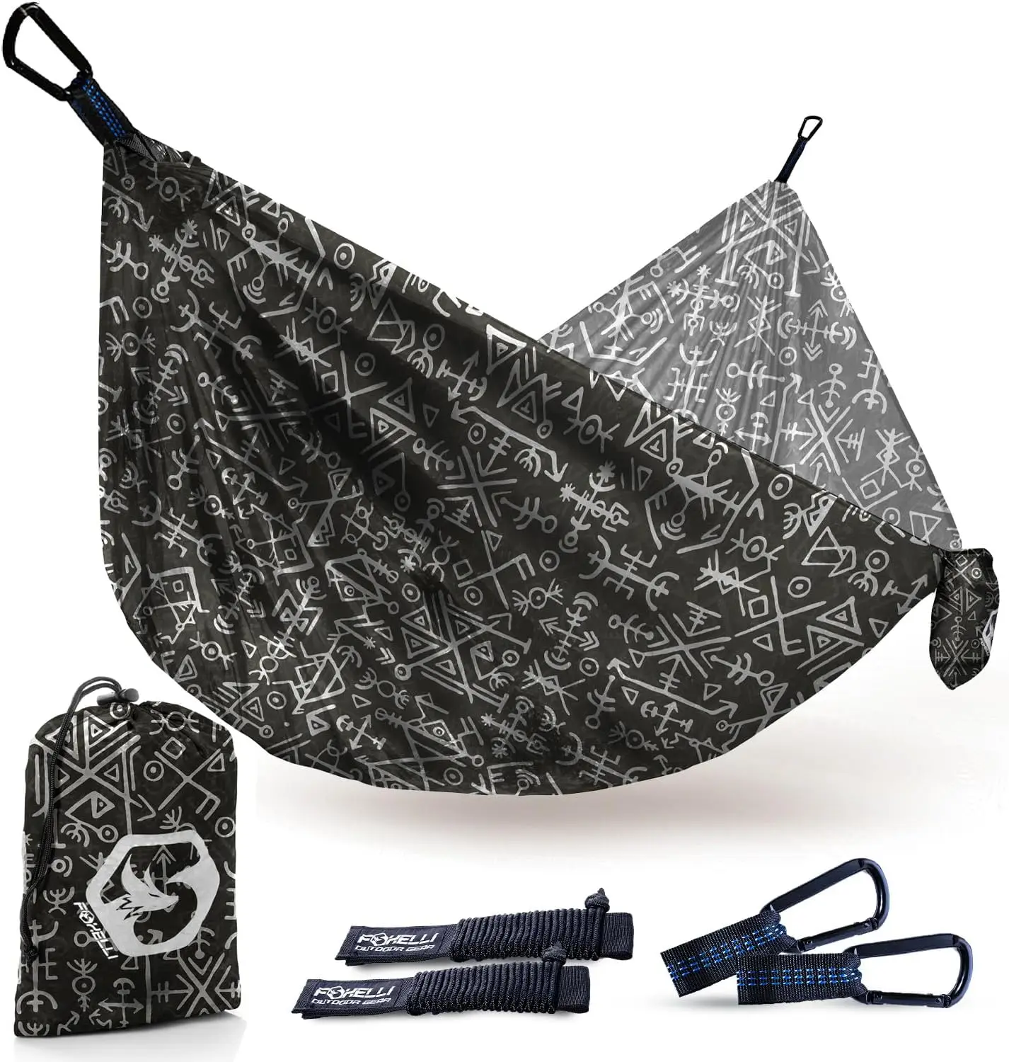 

Ultralight Camping Hammock for Backpacking, Hiking, Travel - Easy Setup with Tree-Friendly Ropes & Steel Carabiners
