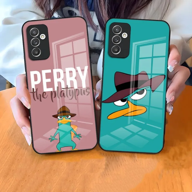 Cartoon Perry The Platypus Phone Case For Samsung A34 A52 A14 A21 A71 A20 A31 A12 A51 A40 A32 A72 A30 A54 Tempered Glass Cover