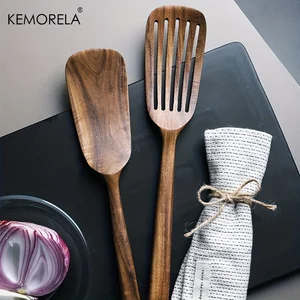 2 Buah Peralatan Masak Spatula Kayu Jepang Sendok Masak Antilengket Set Kue Spatula Rumah Tangga Tahan Suhu Tinggi 8 set sendok kayu penjualan terbaik - №