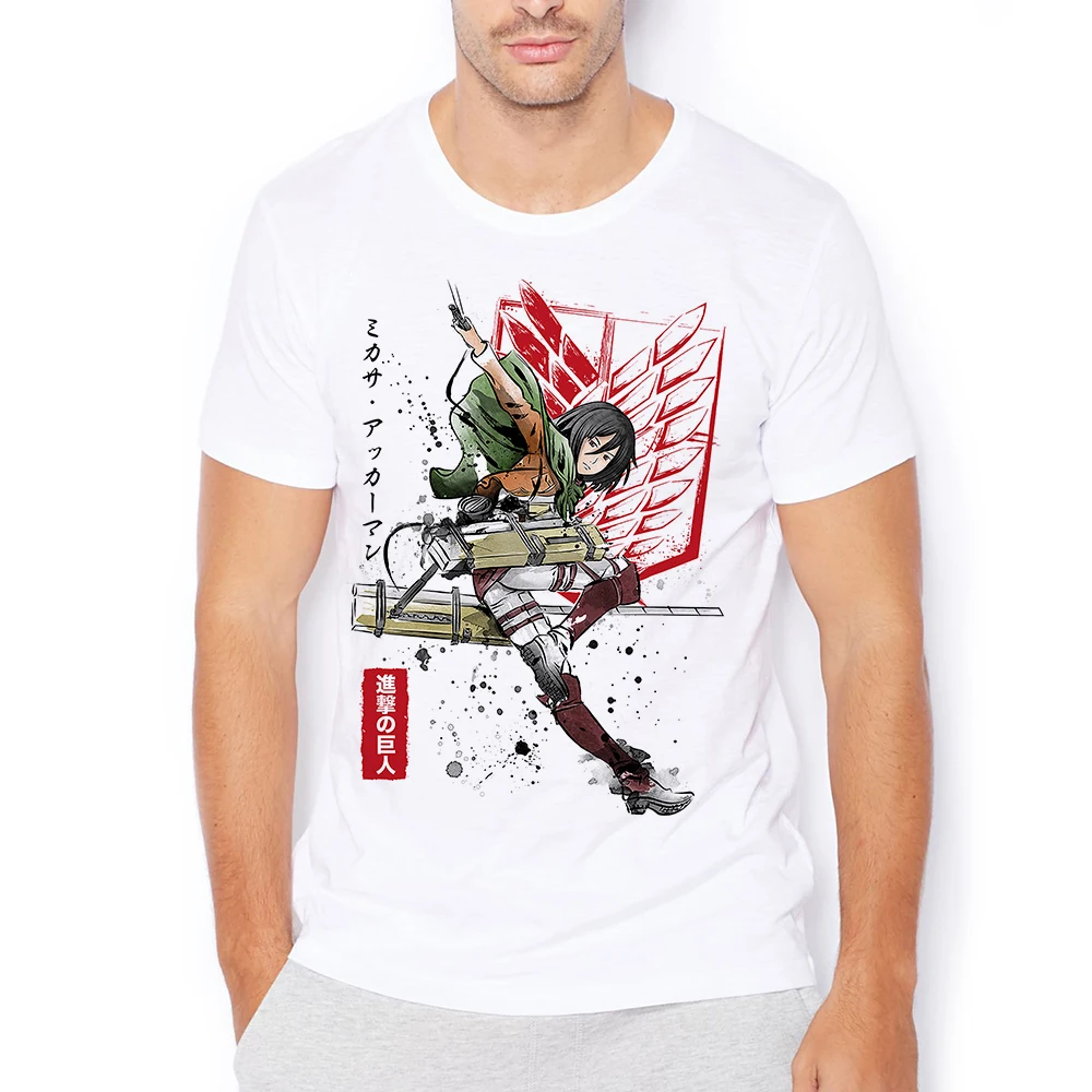 AOT Mikasa Ackerman Eren Jaeger Scout Legion funny anime tshirt Men homme Casual T Shirt Attack Titan streetwear Unisex tee