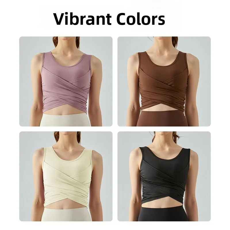 

Sexy Cross Strap Yoga Vest Women's ort Top Belly Baring Gym Running Training Breathable Qui Dry Spring Summer Sportswear