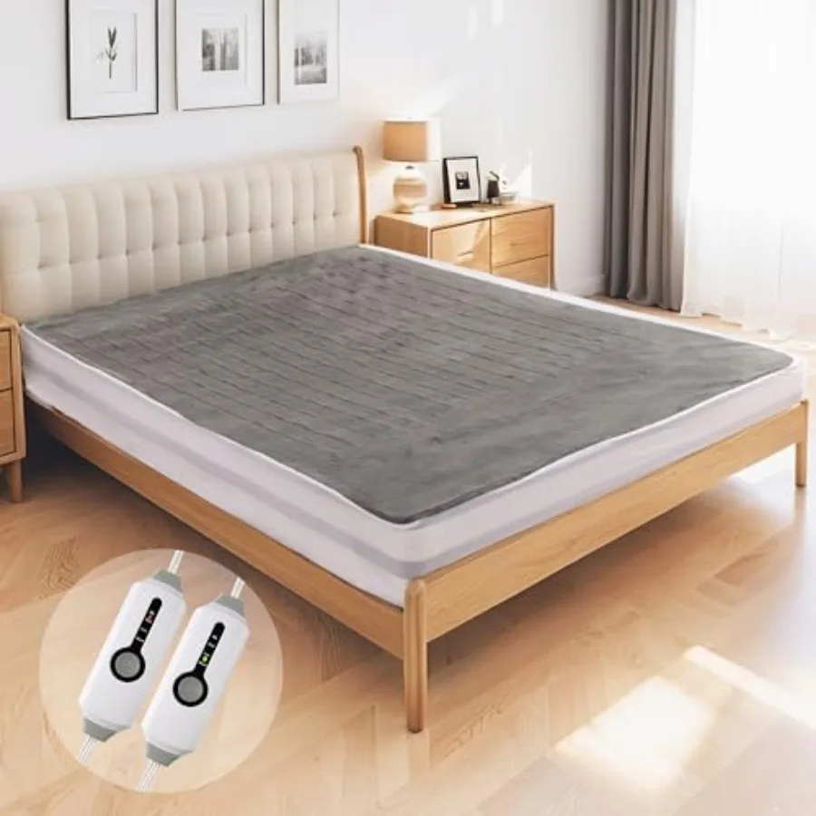 

Electric Mattress Pad Size 60"x80" Dual Control Soft Colar Fleece with 4 Heating Levels 10-Hour Auto Shut Off Fast Heating Deep