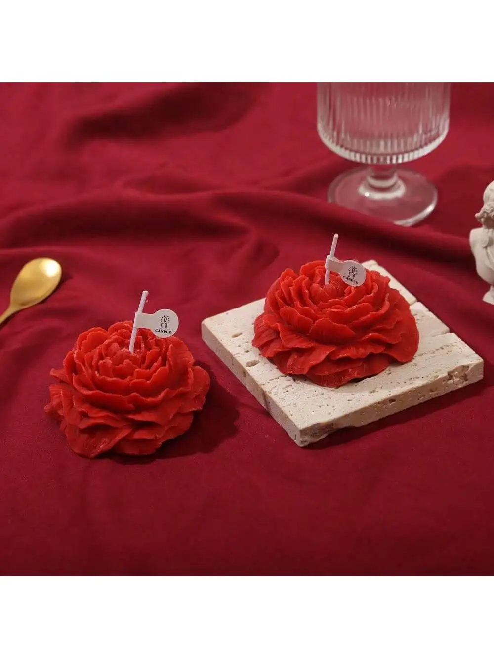 1/2 red candles, high-end atmosphere aromatherapy candles, peony flower souvenirs, high-value birthday gifts, decorative