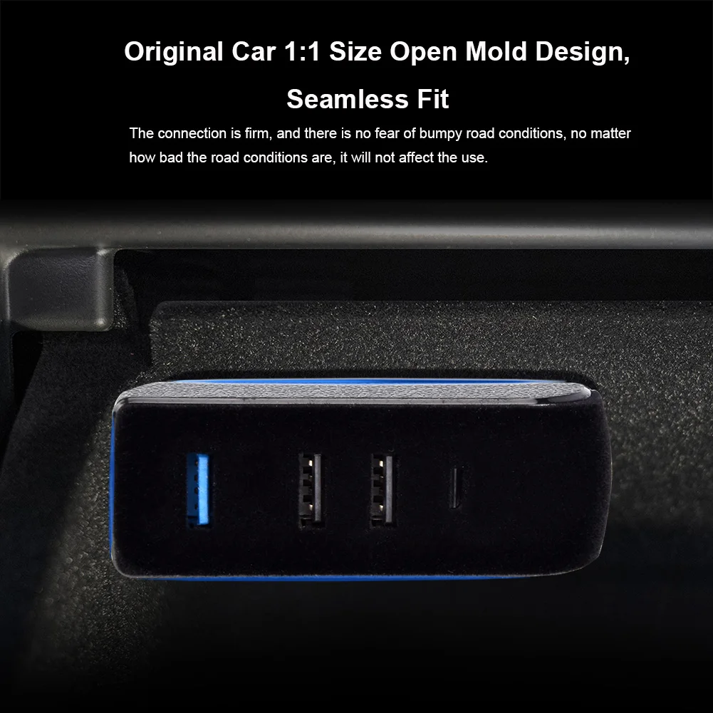 For Tesla Model 3 Model Y 2022 Glovebox USB Hub Ports Upgrade Splitter Hub Docking Station Sentry Model USB Spiliter Model3 Y