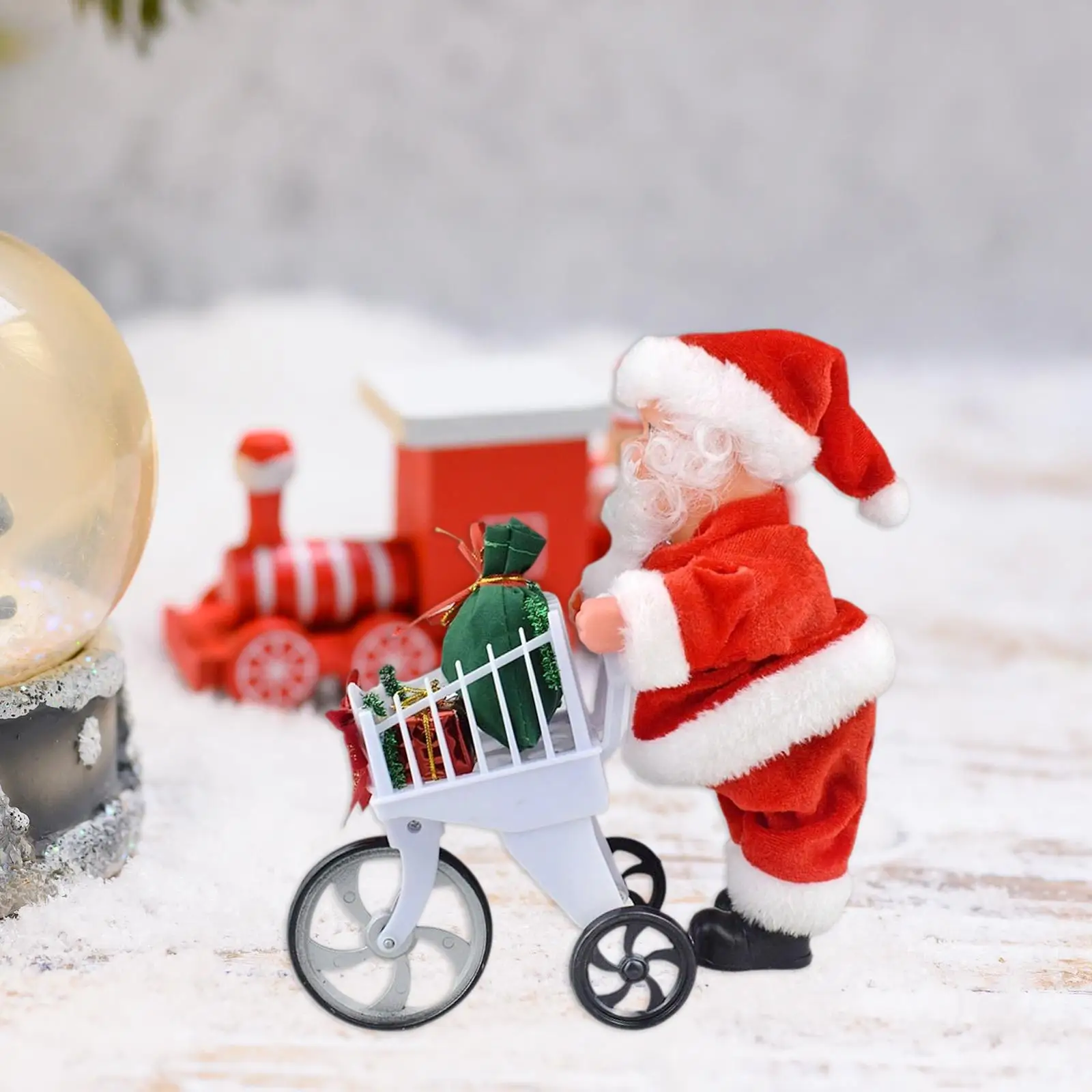 

Musical Santa with Shopping Cart Toy for Children Play Christmas Decoration