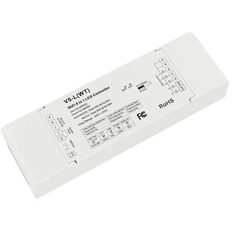 【CYBER MONDAY】Wifi 5 In1 LED Controller DC 12V 24V 36V 48V 30A Dimmer APP Voice Control Music Model With AC Push Switch Dimming