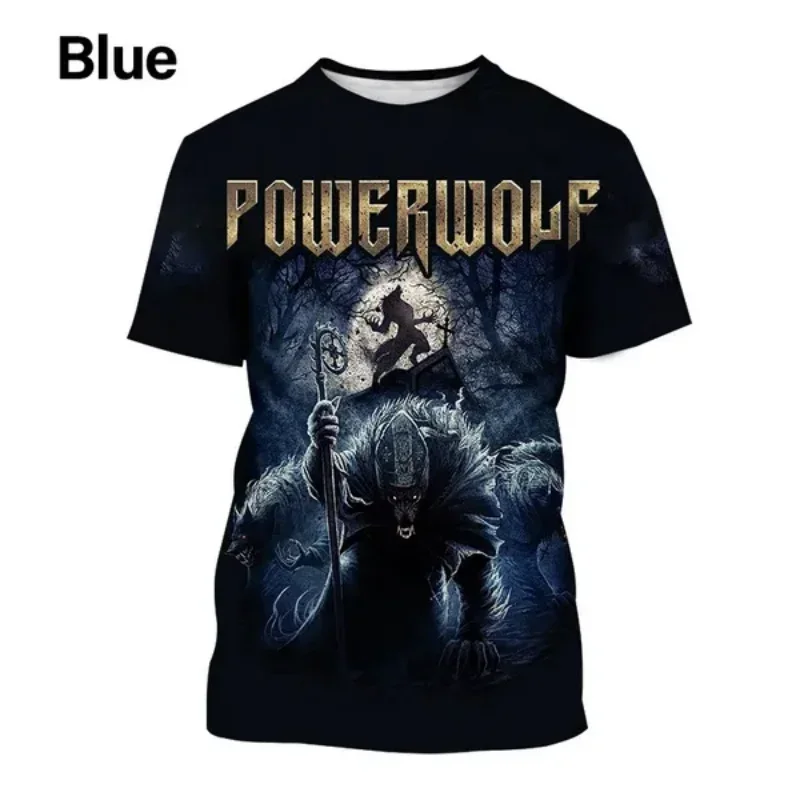 Fashion Men Clothing New Power Metal Band 3D Print T-shirt Personalized Powerwolf Harajuku Street Unisex Oversized T Shirt Tops