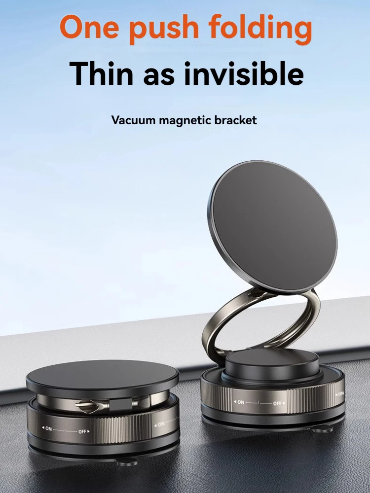 

Strong Magnet Car Phone Holder 360° Foldable Design Adjustable Vacuum Suction Cup Holder Suitable for Cars/Desks/Bathrooms etc.