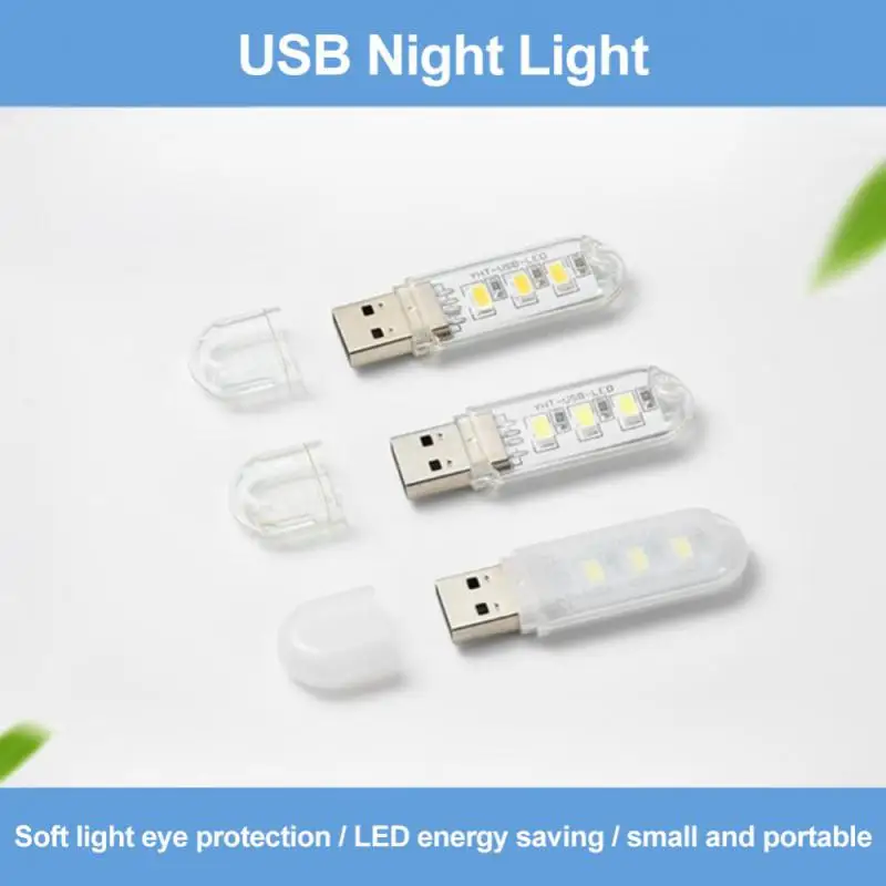 USB Plug Lamp Computer Mobile Power Charging USB Small Book Lamp LED Eye Protection Reading Light Small Round Light Night Light