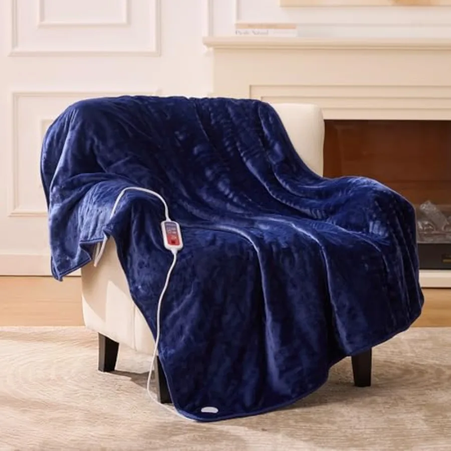 

Heated Blanket Electric Throw 62"x84" Twin Size Electric Blanket with 6 Heating Levels and 1-12 Hours Timer Auto Off Soft Flann