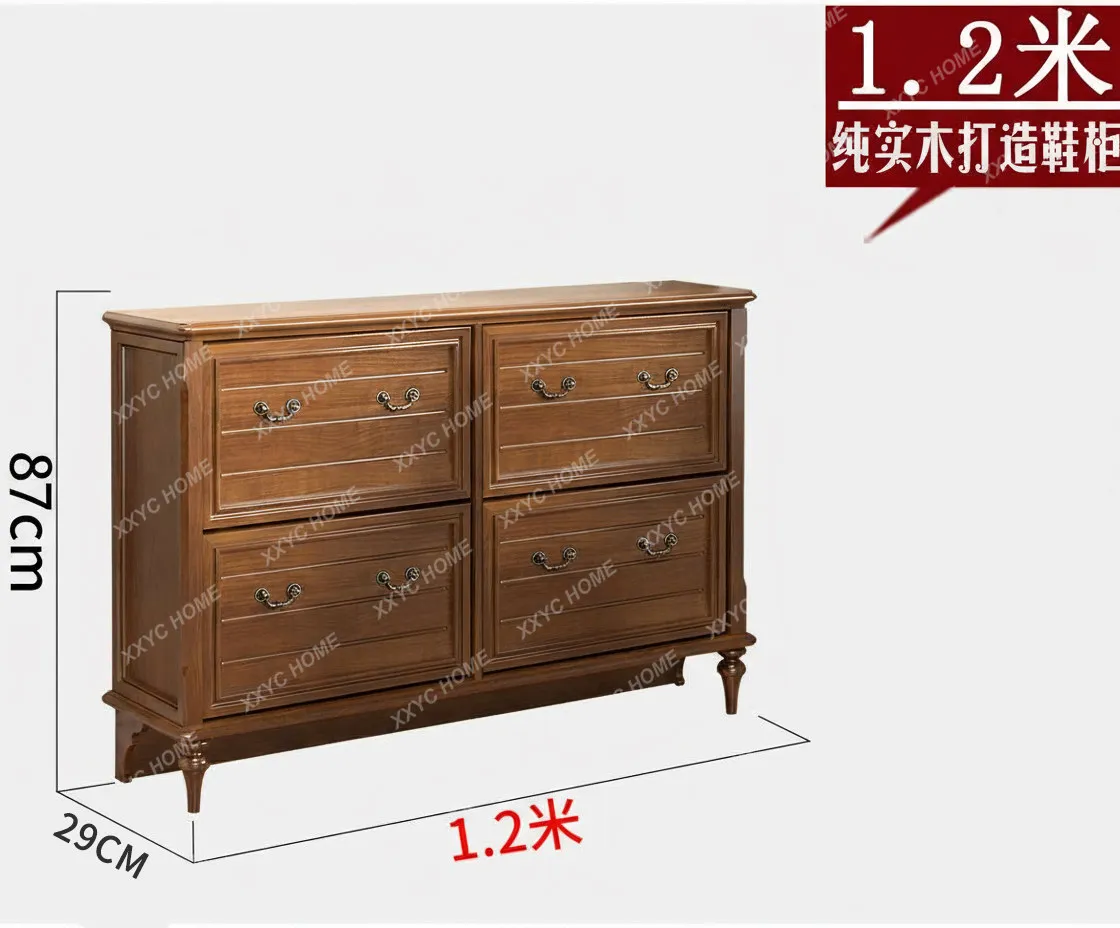 29 deep pure solid wood tipping bucket shoe cabinet, mini at the door of a small apartment