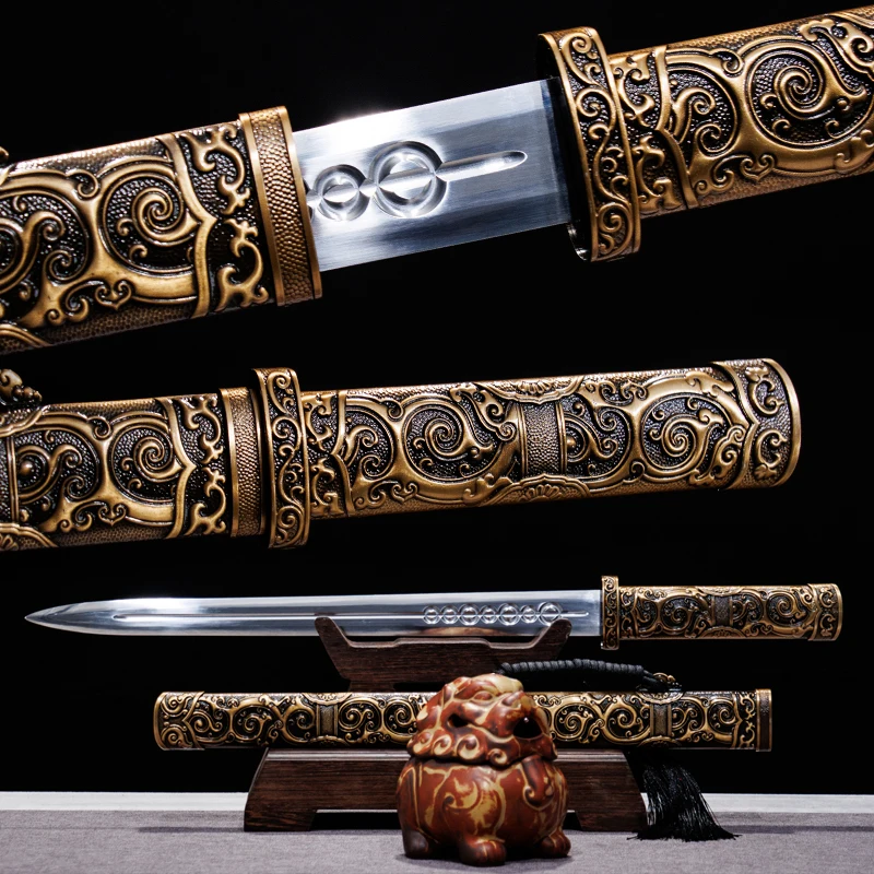 Chinese Tang Sword High Manganese Steel Blade Samurai Tanto Swords Ready for Training Knife Kongfu Dragon Katana Home Decor