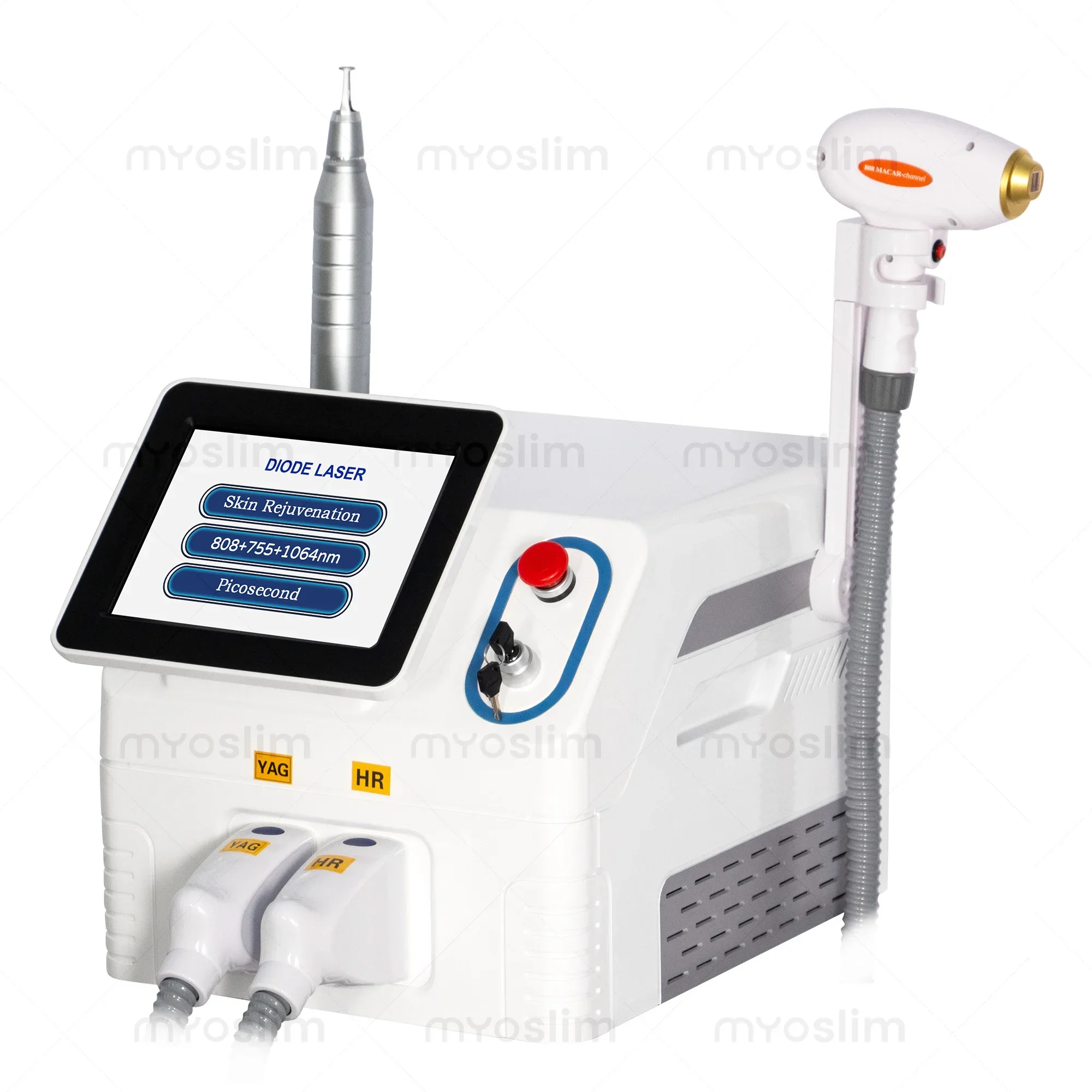 NEW Professional FAC 2 IN 1 Diode  5000W Lase Hair Removal Machine Pico Qswitch ND YAG tattoo removal machine 4 Waves 808NM